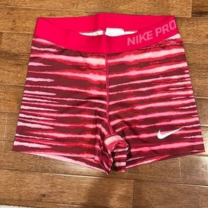 Nike Pro Spandex Shorts size Medium pink stripes